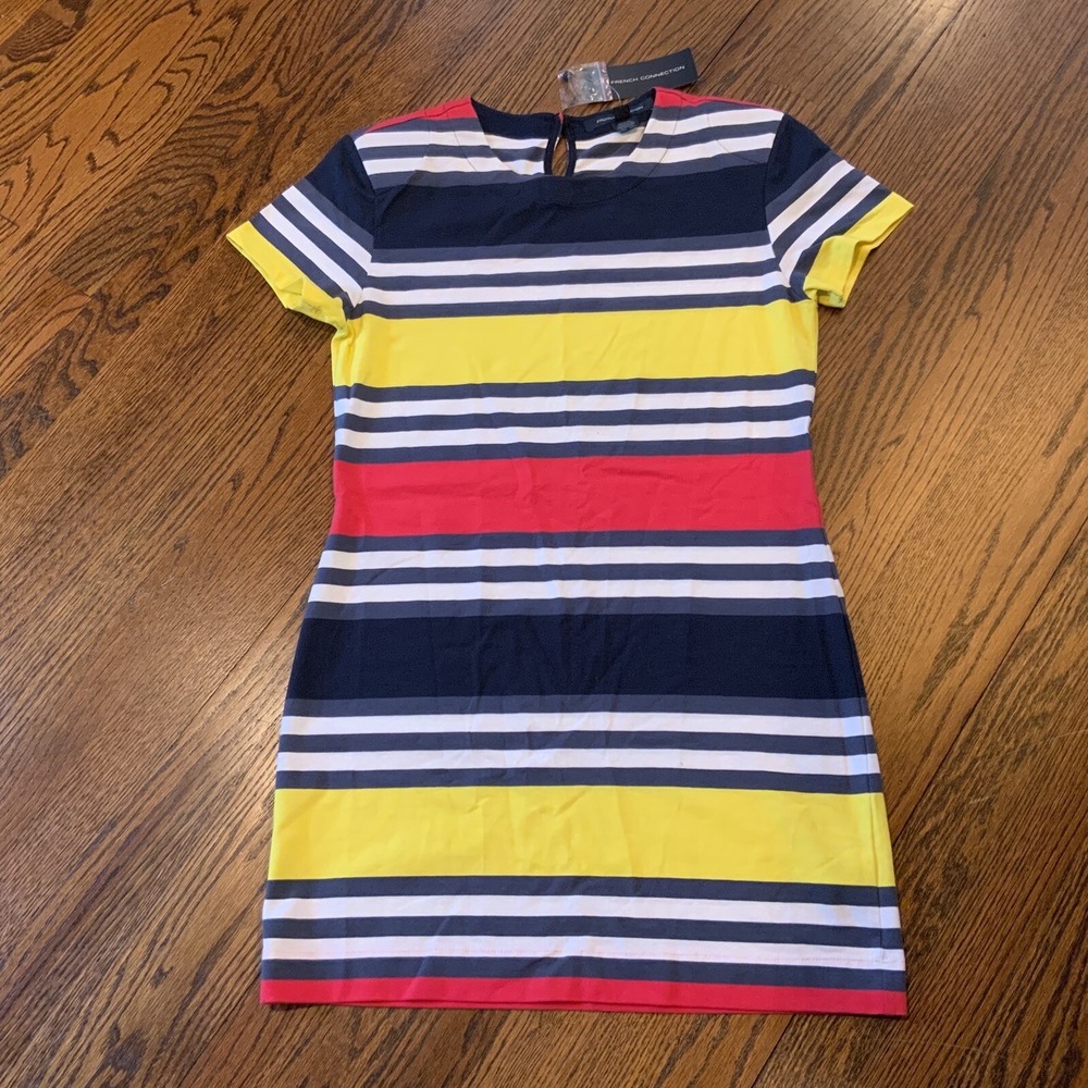 NWT Womens Dress Sz 12 Cotton Stretch Stripes Nautical Preppy Travel‎ Packable